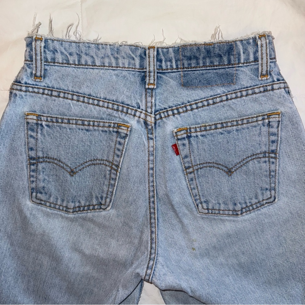 Vintage 1991 original Levi’s 501 red tag light wash mom jeans with reworked hem